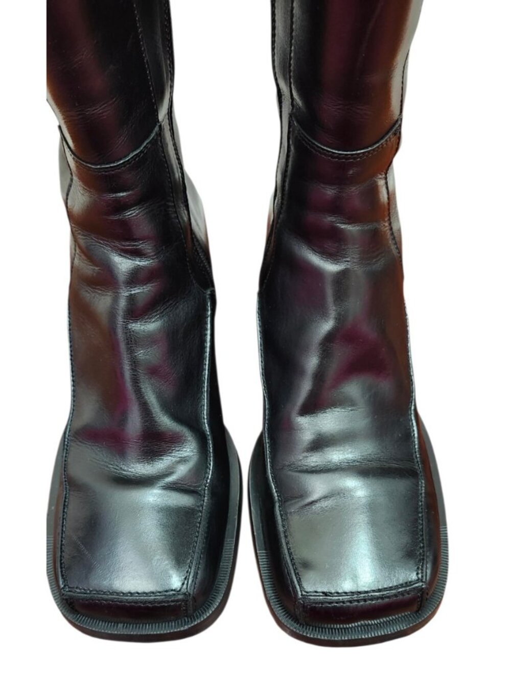 E8 by Miista Black Leather Mid Calf Boots EU 40 Square Toe Block Heel - Picture 4 of 16